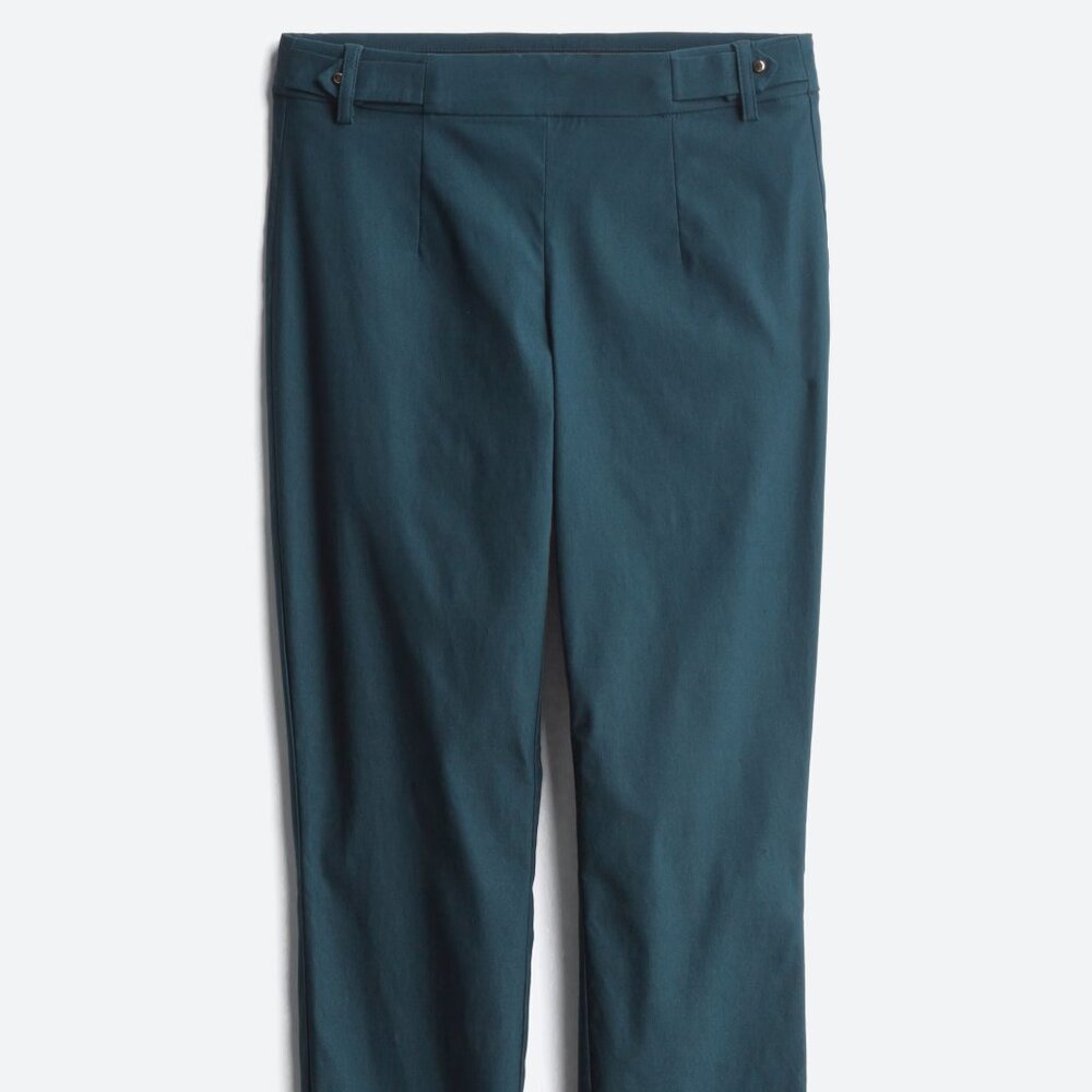 Violets & Roses Tinsley Mid Rise Slim Straight Trouser, Teal Green